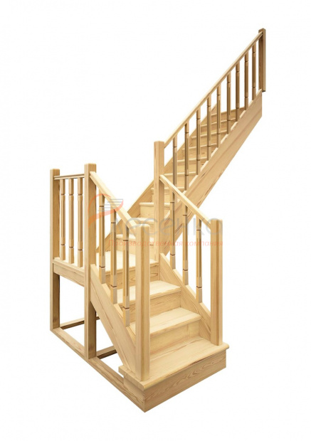 Деревянная межэтажная лестница ЛЕС-04 - фото 1