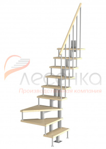 Поворотная лестница из дерева с забежными ступенями - Новая Лестница